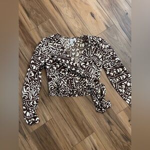 Joie Brown and Cream Patterned Women's Top